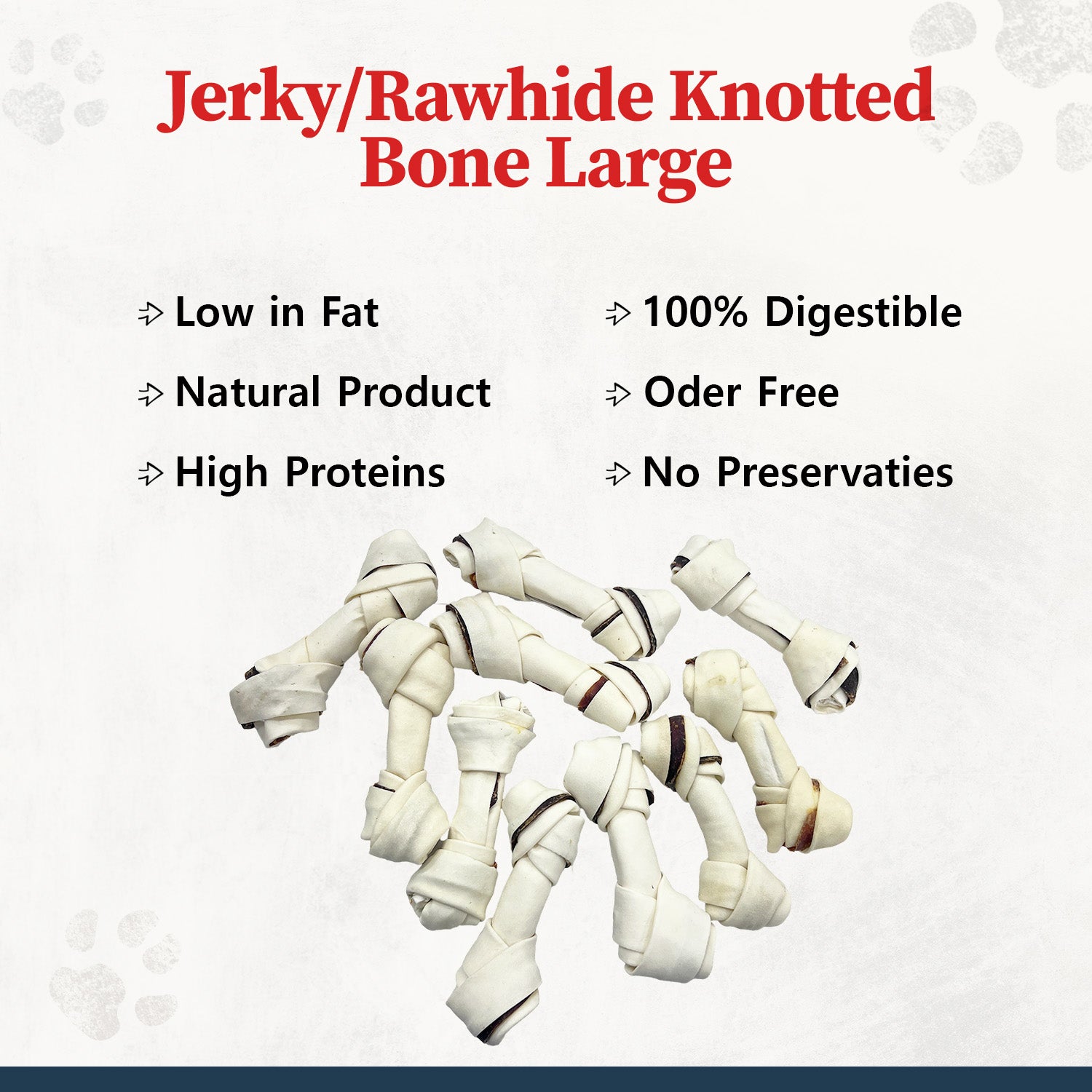 Jerky With Rawhide Knotted Bone Large-6 inch